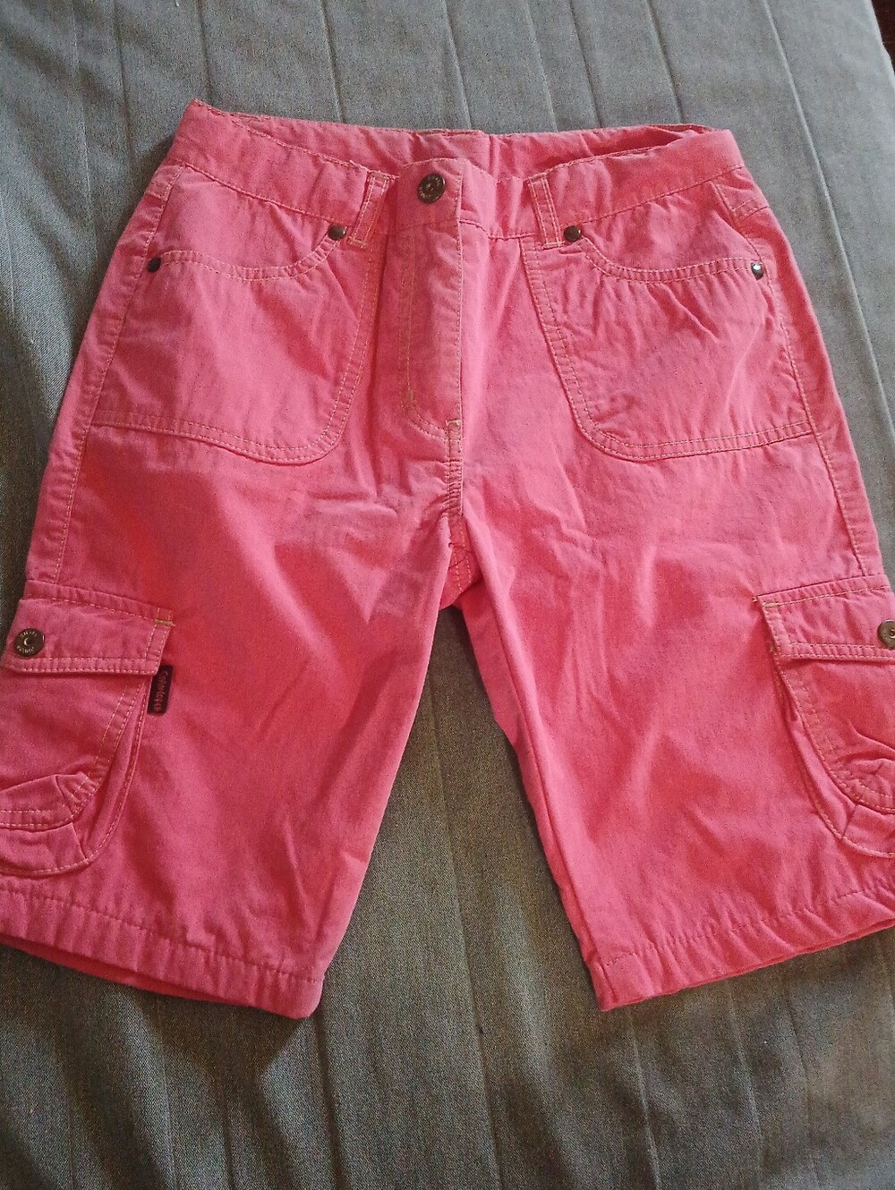 Girls Pink Cargo Shorts - Casual Utility Style